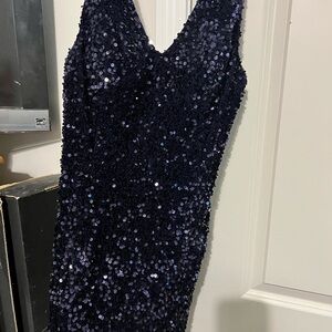 Elegant Navy Sequin Dress